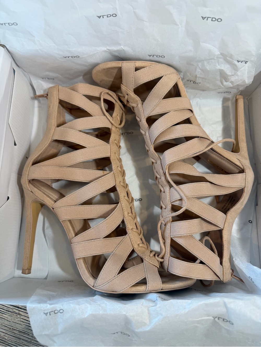 Aldo Blush Strappy Lace-Up Stiletto Sandals